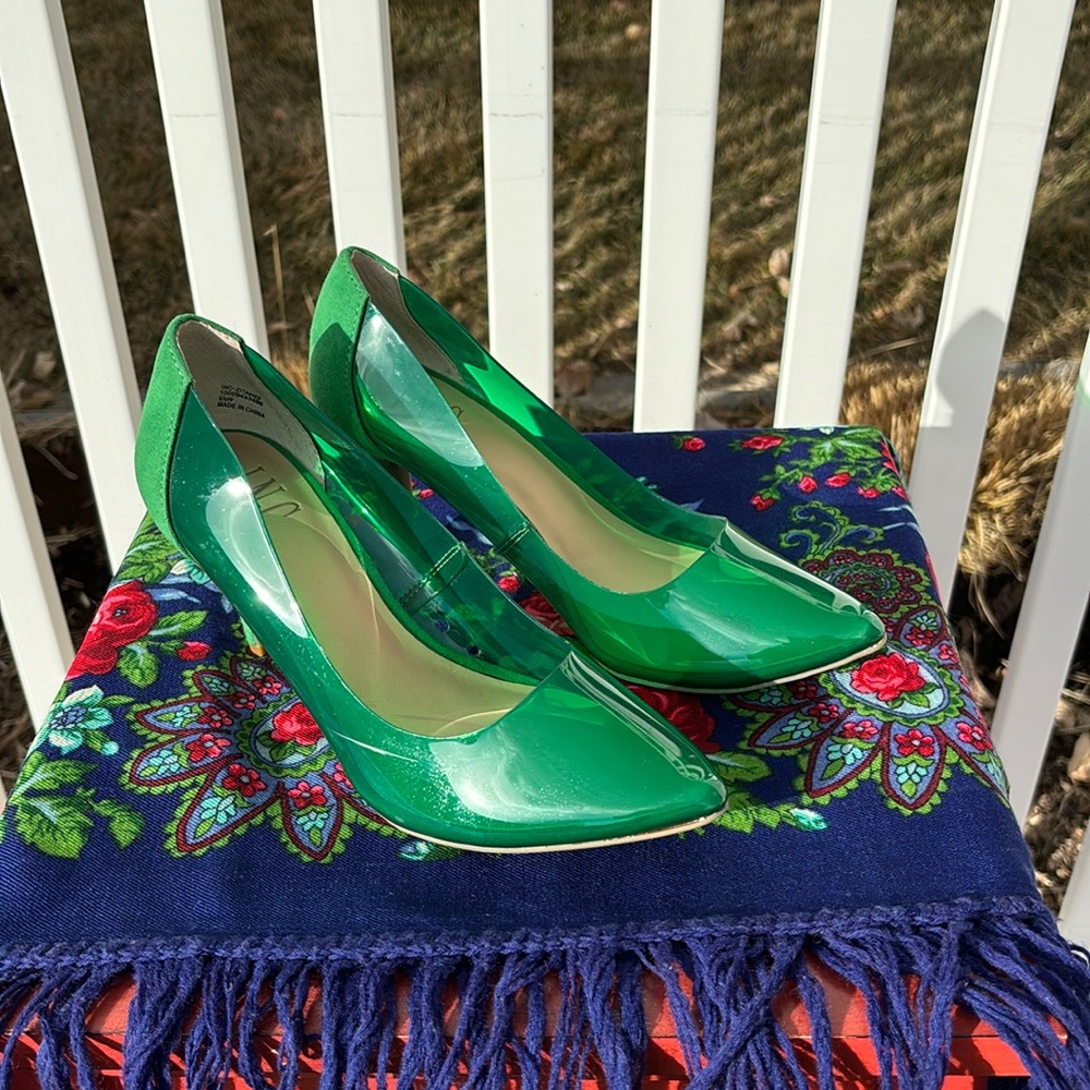 INC International Concepts Green Jelly Heels , Size 6 1/2W